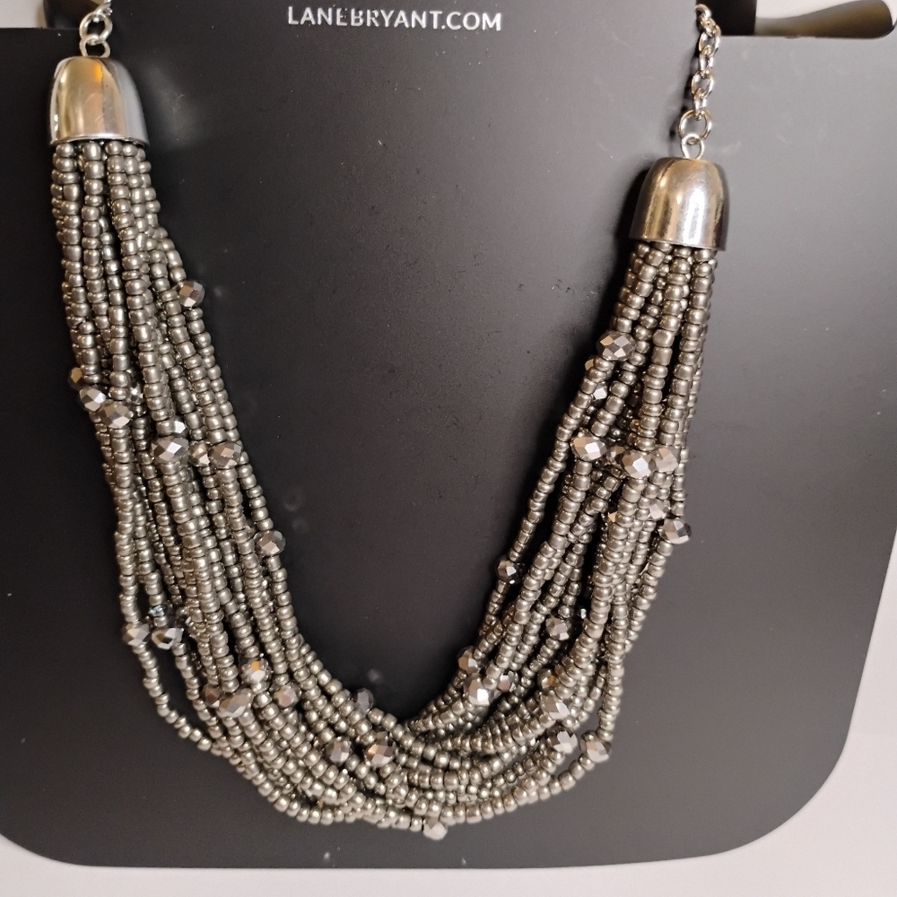 NWT Lane Bryant Silver Tone Seed Bead Multi Strand Necklace - Picture 6 of 8